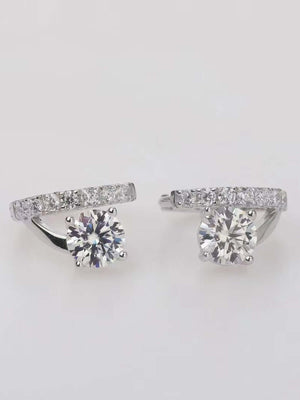 2 Carat Moissanite Huggie Earrings in 925 Sterling Silver, elegant design with sparkling stones.