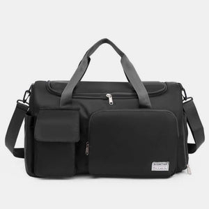 Oxford cloth detachable strap travel bag in black, 10.2" height, 7.9" width, 18.5" length, perfect for stylish travel.
