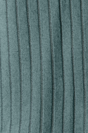 Close-up of teal ribbed fabric, showcasing vertical stripes for a stylish, textured look.