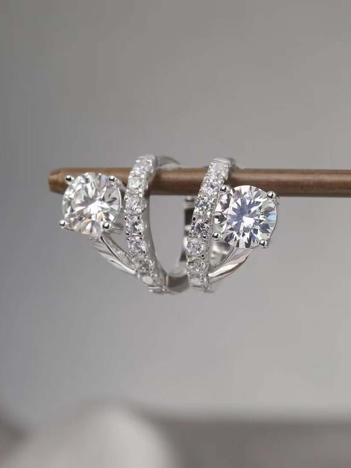 2 carat moissanite 925 sterling silver huggie earrings with sparkling stones for elegant style.
