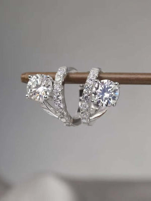 2 carat moissanite 925 sterling silver huggie earrings with sparkling stones for elegant style.