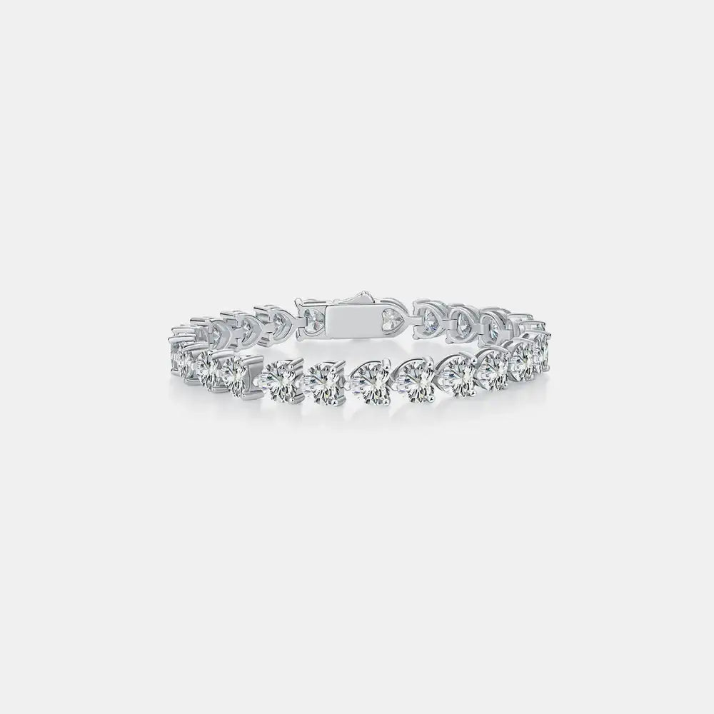 24 Carat Moissanite 925 Sterling Silver Heart Bracelet showcasing elegant design and sparkling stones.