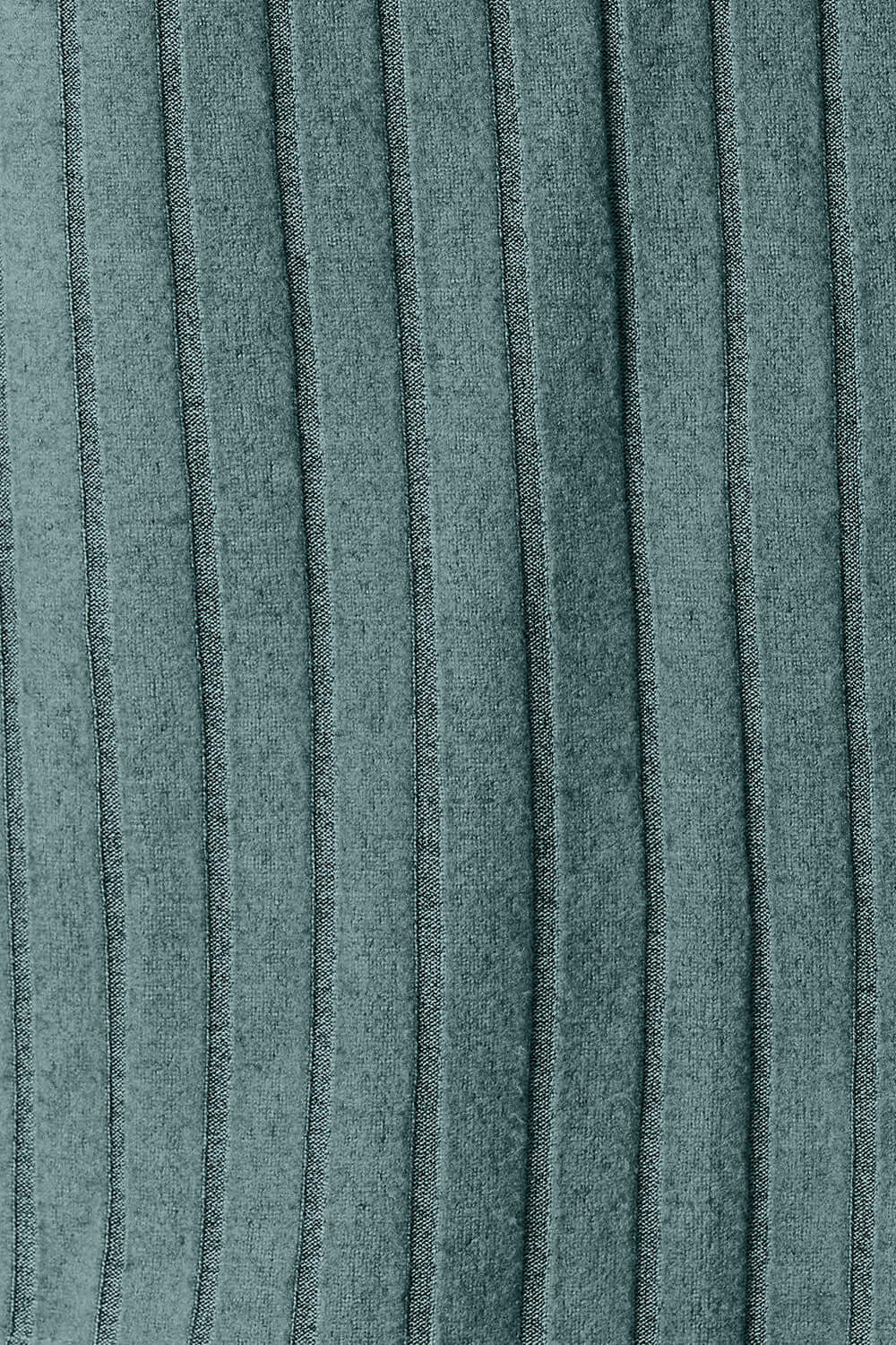 Close-up of teal ribbed fabric, showcasing vertical stripes for a stylish, textured look.
