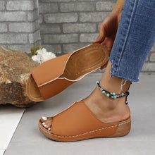 Stylish PU leather open toe sandals with low heels, showcasing a casual look and comfortable fit.