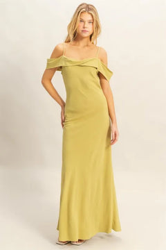 HYFVE Flattering Fit Cami Maxi Dress in stylish olive green, featuring cami neckline and flattering silhouette.