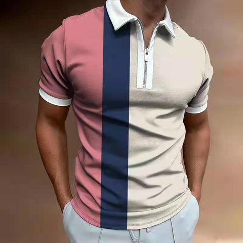 Striped Printed POLO Short Sleeve T-Shirt