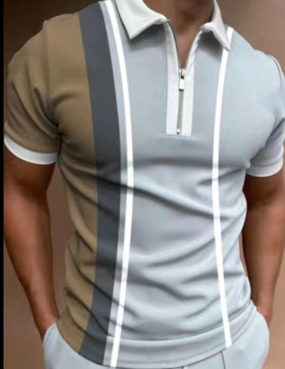 Striped Printed POLO Short Sleeve T-Shirt