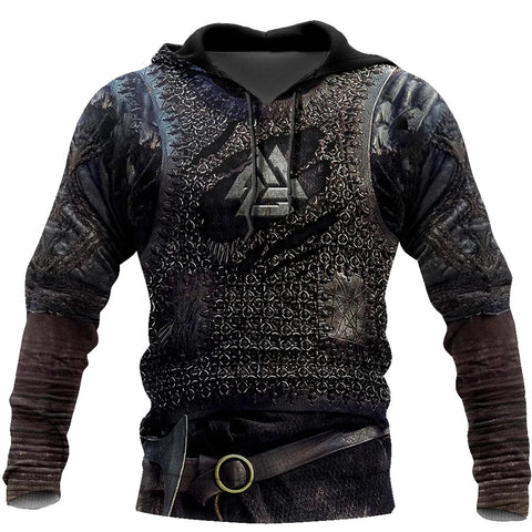 Men's Armor 3D Printed Long-sleeved Hooded Sweatshirt