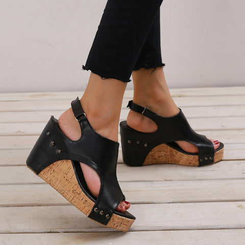 Roman  thick bottom sandals large size women's shoes toe ladies sandals - Empire Wardrobe
