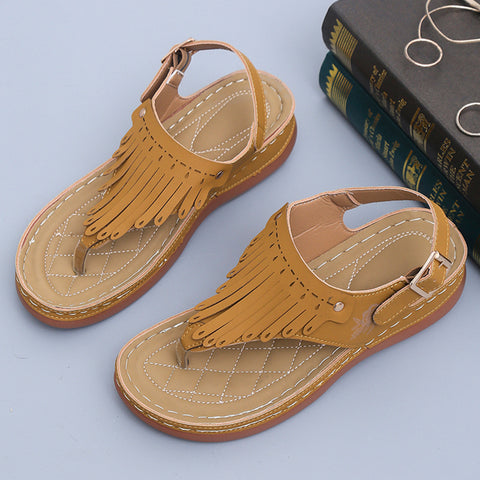 Women's Roman Cutout Thong Wedge Beach Sandals - Empire Wardrobe