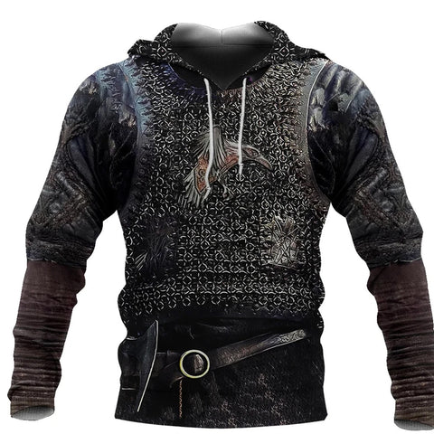 Men's Armor 3D Printed Long-sleeved Hooded Sweatshirt