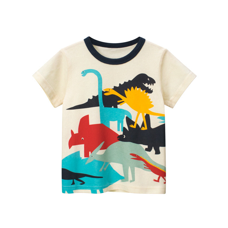 Boys Short Sleeve T-Shirt Dinosaur Cartoon
