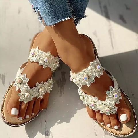 Flat Flower Thong Sandals