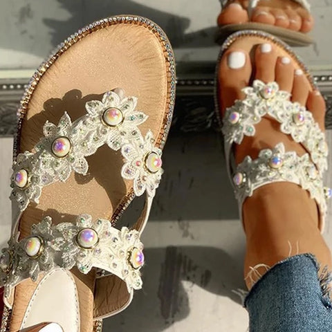 Flat Flower Thong Sandals