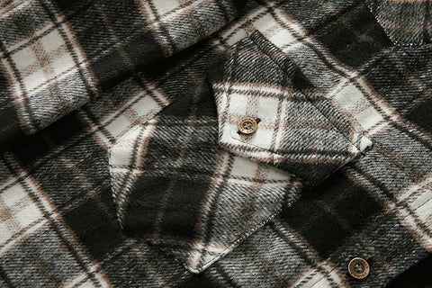 Long Sleeve Flannel Plaid Jacket - Empire Wardrobe