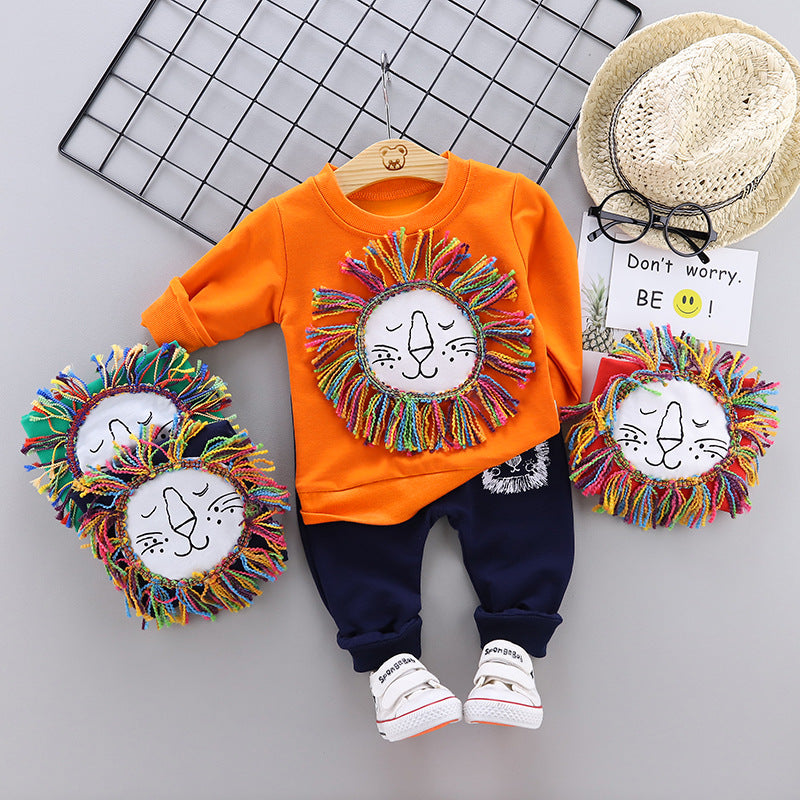 Round Neck Long-sleeved Sweater And Trousers Two-piece Children's Suit - Empire Wardrobe