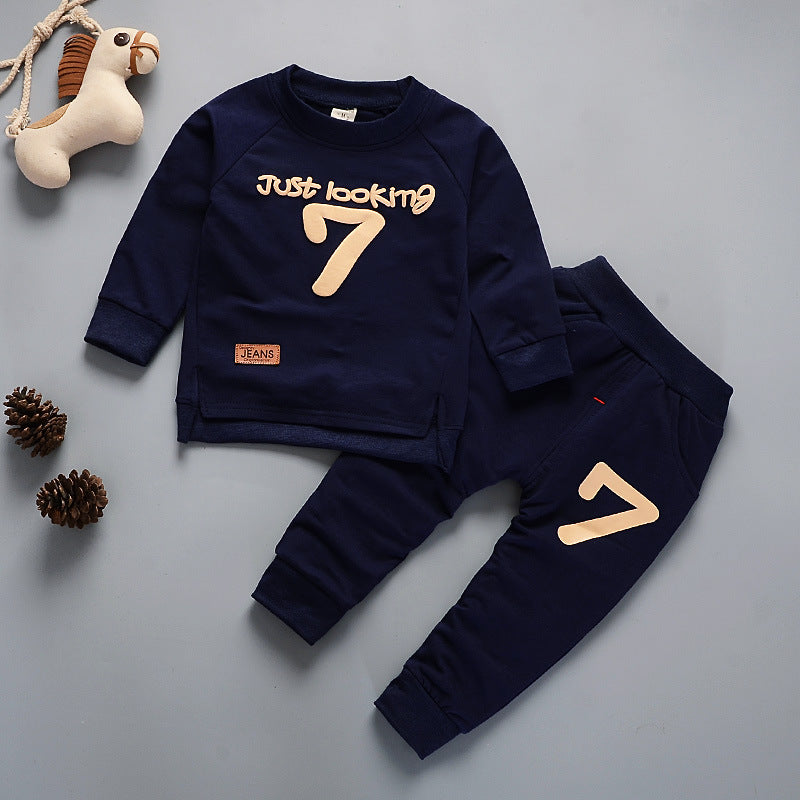 Round Neck Long-sleeved Sweater And Trousers Two-piece Children's Suit - Empire Wardrobe